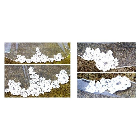 Vtg 80s Ivory Wedding Dress Veil Hi Neck Bead Sheer Cuffed Train Victorian Goth - Picture 11 of 16